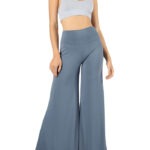 Blue Wide-Leg Pants with Grey Sports Bra