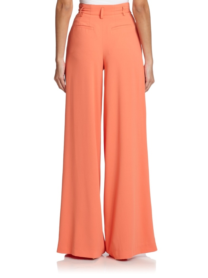 Bright Coral Wide Leg Pants for a Pop of Color