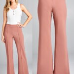 Blush Pink Wide-Leg Pants with White Top