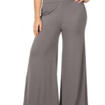 Grey High-Waist Wide-Leg Pants with Crop Top