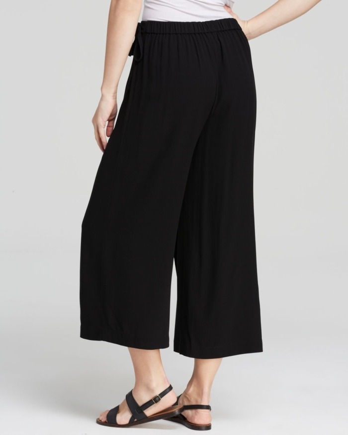 Simple Black Wide Leg Culottes