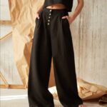 Chic Black Linen Wide Leg Pants