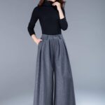 Modern Gray High-Waisted Wide Leg Pants