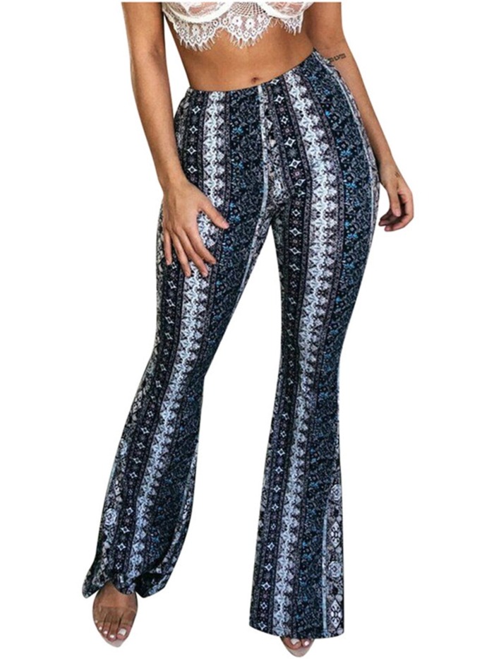 Boho Printed Flared Wide Leg Pants