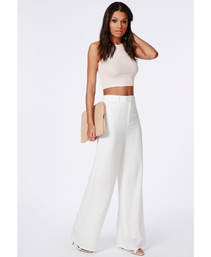 Chic High-Waisted White Wide Leg Pants