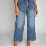 Casual Denim Wide Leg Crop Pants