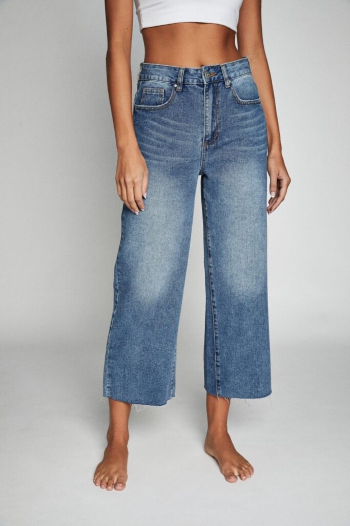 Casual Denim Wide Leg Crop Pants