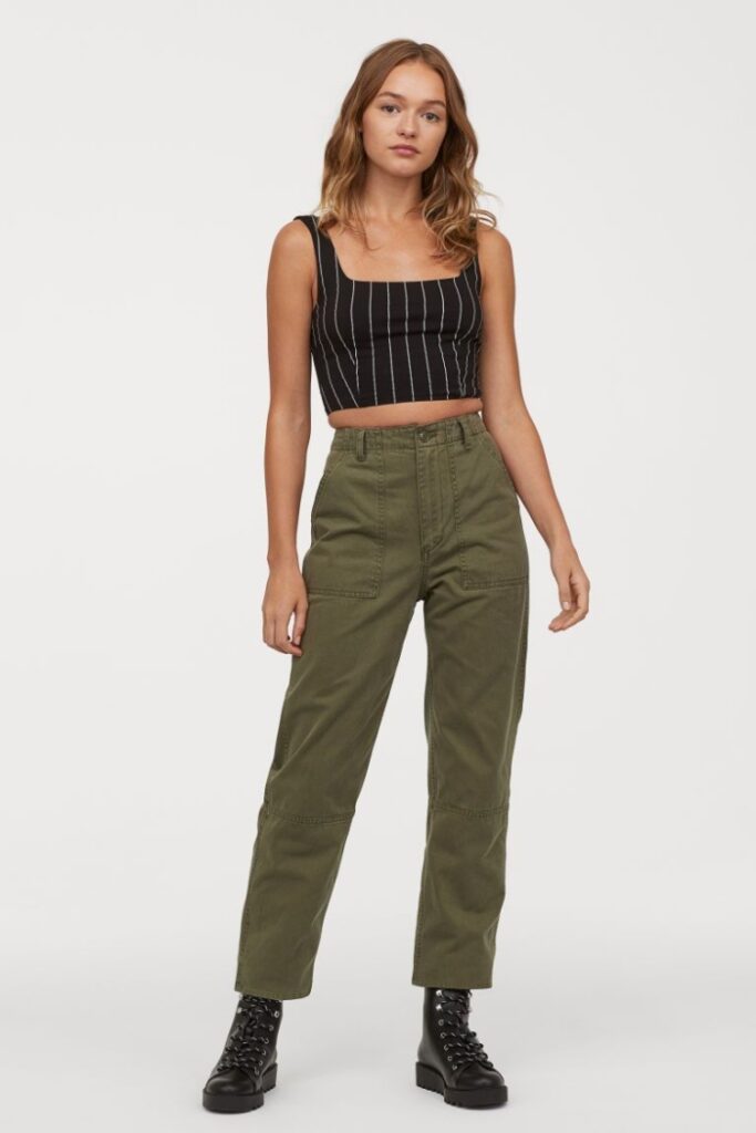 Edgy Stripes with Olive Cargo Pants