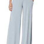 Light Blue Wide-Leg Pants with Smocked Waist