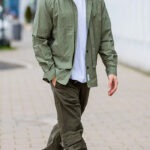 Overshirt Cargo Pants White Trainers Outfit